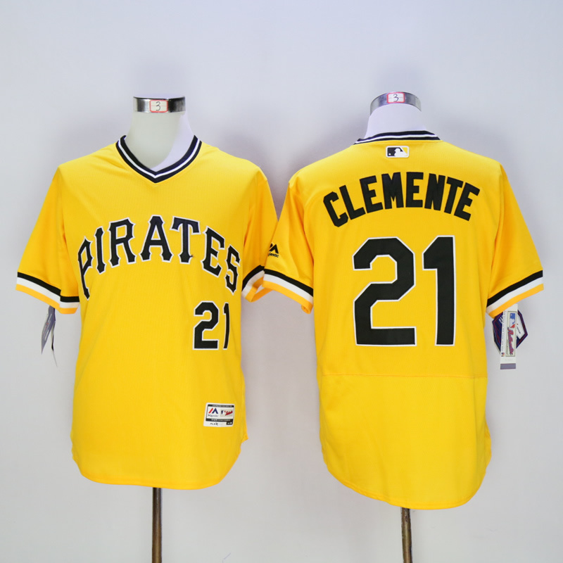 Men Pittsburgh Pirates 21 Clemente Yellow Elite MLB Jerseys